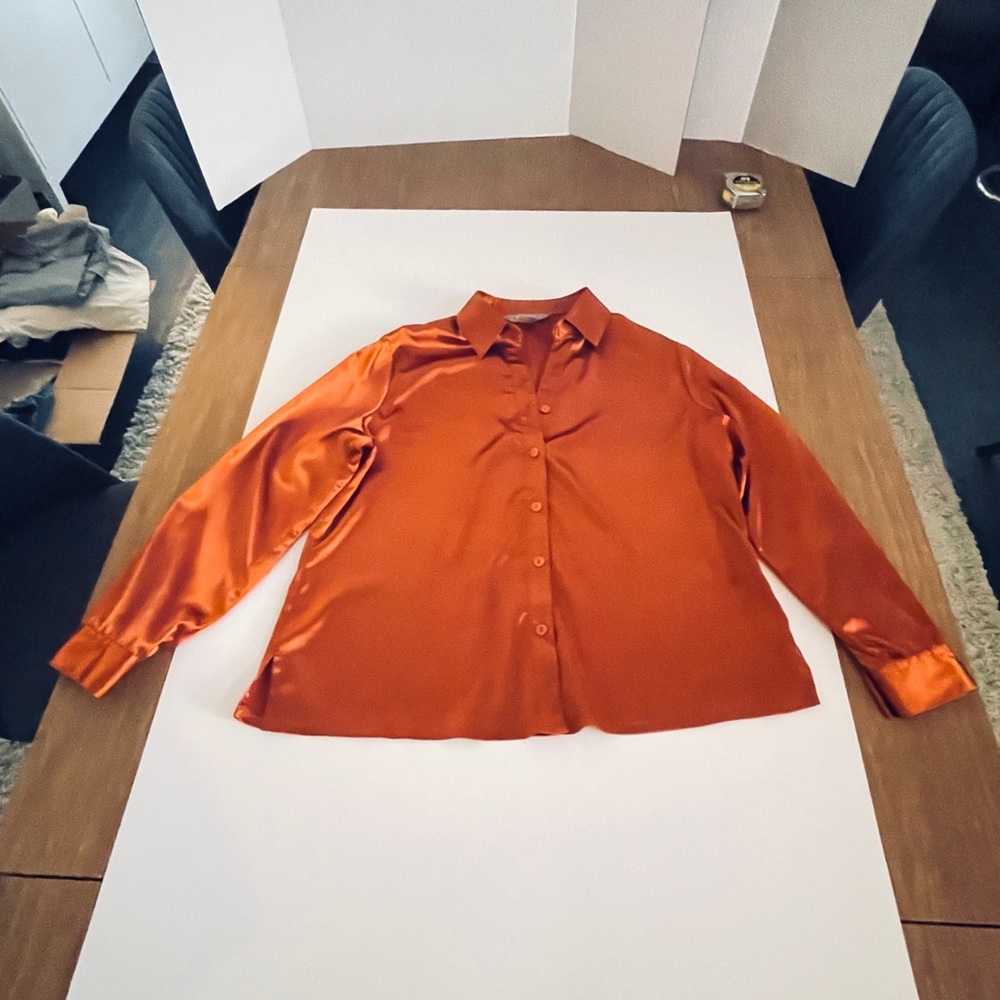 TanJay Shimmering Rust Satin Blouse